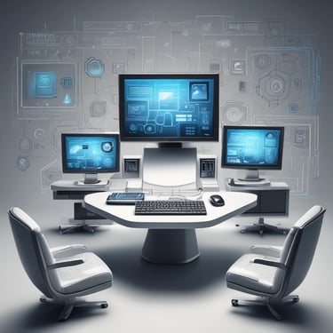 A team collaborating around a laptop with charts and data on screen, symbolizing smart business solutions.