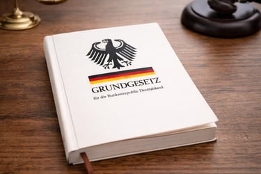 Buch „Grundgesetz“ mit Bundesadler auf Cover