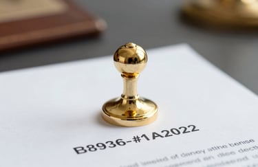 A gold-rimmed official seal resting on a document, symbolizing Saudi Arabian legal compliance and business registration. High-end, corporate photography style using #B8936F and #1A202C.