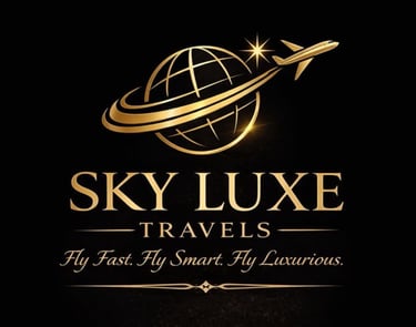SKY LUXE TRAVELS : Fly Fast, Fly Smart, Fly Luxurious logo