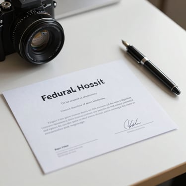 A high-quality certificate resting on a clean minimalist desk next to a modern fountain pen, representing professional achievement and education.