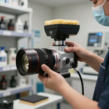 High-end cleaning and conservation equipment in a pristine commercial setting, emphasizing professional standards and attention to detail.