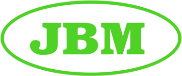 Green JBM company logo featuring bold serif typography inside a horizontal oval frame.