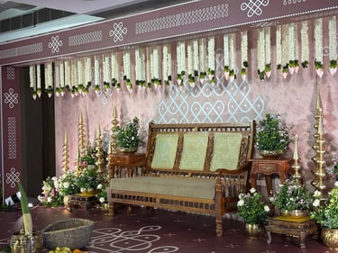 Traditional Kerala Wedding Decor with Lotus and Jasmine by Thrissur Weddings