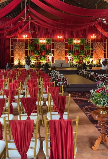 Royal Red Wedding Reception Decor in Kerala by Thrissur Weddings  Theme Name