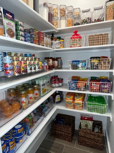 Pantry unpacked and organized by home organizer in Dallas, Tx