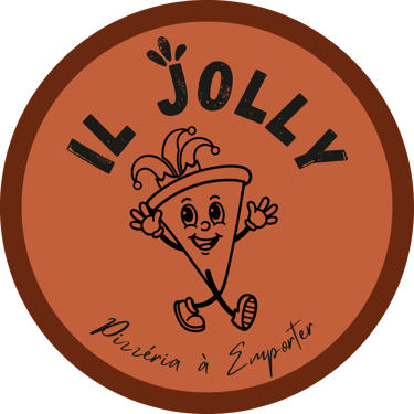 Logo Il Jolly, pizzeria à emporter, pizza bouffon, rouge rond