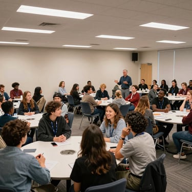 A small group engaged in an interactive workshop focused on developing individual talents.