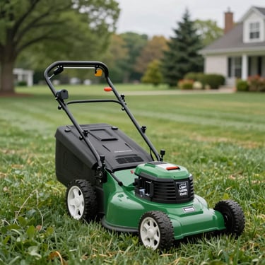A commercial grade lawn mower being operated on a large green estate in the North American / US, capturing the essence of Little Light Lawn Care.