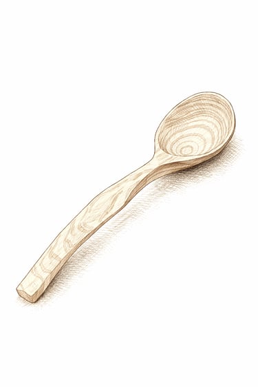 drevěná lžíce typu mlynářka ze dřeva lyriodendronu ilustrace