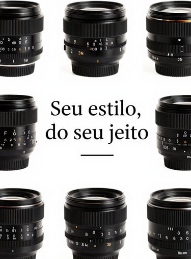 A serene setting showing the concept of 'Seu estilo, do seu jeito' with various premium curated objects.