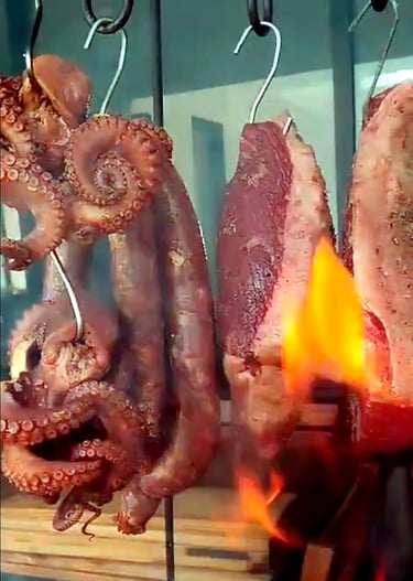 Pulpo asado a las brasas de leña