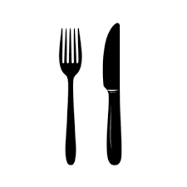 Black silhouette of a dinner fork and butter knife set against a white background.