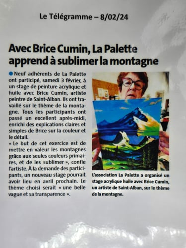 Article du Ouest-France pour mes cours de peintures sur Erquy.