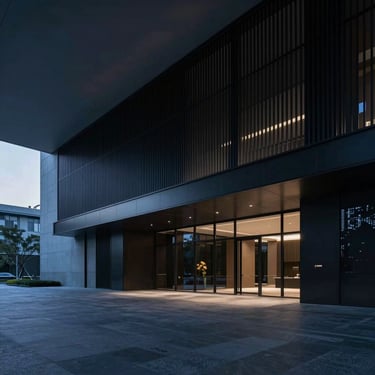 A sleek, modern home with subtle security cameras and smart access control devices, bathed in soft natural light.