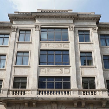 Modern living room with large energy-efficient windows letting in natural light.
