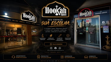Hookah Space storefront in Blumenau featuring premium shisha, charcoal, and head shop products.