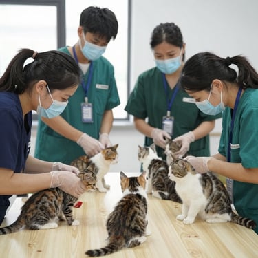 calico cat on gray textile