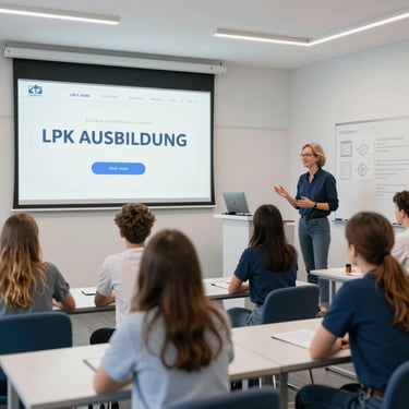A young Southeast Asian / Indonesian nursing student in a professional white medical uniform working in a clean, modern German healthcare facility, caring and bright professional mood.
