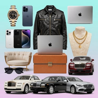 A vibrant flat lay of diverse products including tech gadgets and handmade crafts symbolizing the charity-commerce marketplace.