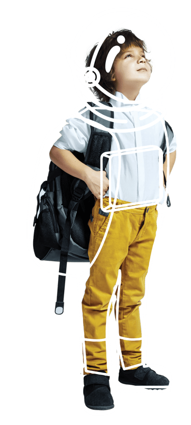 school kid with astronaut suit