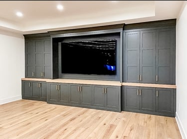 Custom made wall unit with extensive cabinetry