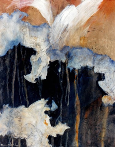 Bringing Down the Energy-1999- 20"x 16" Acrylic, Plaster on Canvas. Private Collection