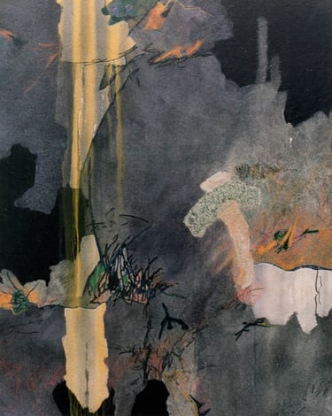 Enchantments of Your Nights-1993- 57"x 45" Acrylic, Silica Sand on Canvas. Private Collection