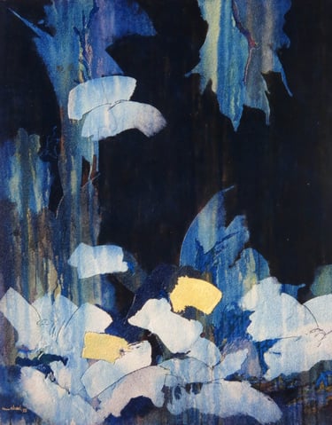 From Blue & Gold-1995- 39"x 32" Acrylic, Silica Sand on Canvas. Private Collection