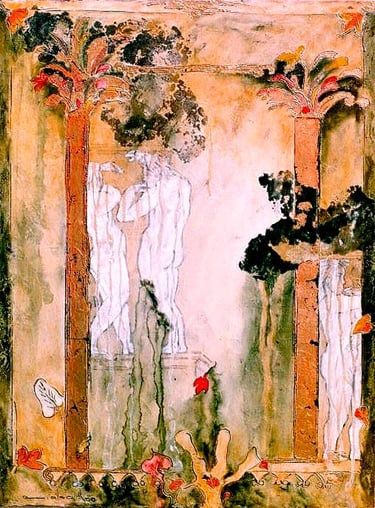 From the Garden of Eden-2000- 24"x 18" Acrylic, Plaster on Canvas. Private collection