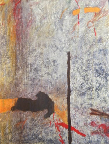 The Scream of the Earth, Series-1992- 77"x 51" Acrylic, Sand on Canvas. Private Collection