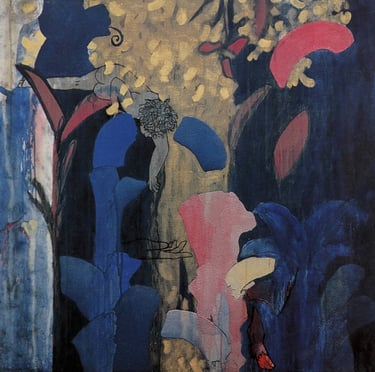 Giver of Illusions-1997-39"x 39" Acrylic, Silica Sand on Canvas. Private Collection