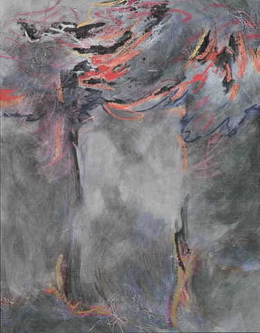 Scribbling-1993- 57"x 45" Acrylic on Canvas. Private Collection