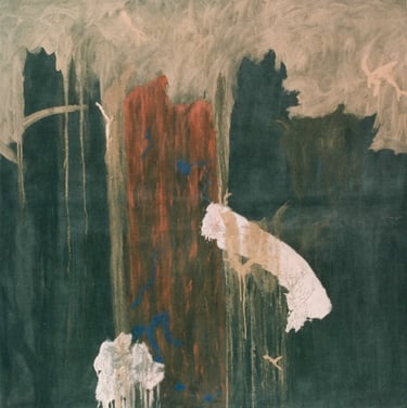 The Scream of the Earth, Series-1994- 79"x 79" Acrylic, Silica Sand, Dirt on Canvas. Private Collection