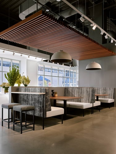 banquette seating in breakroom