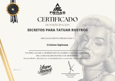 Certificado para tatuar rostros.