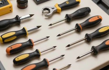 A set of high-quality insulated screwdrivers and professional electrical tools laid out neatly on a soft off-white surface in a North American / US workspace.