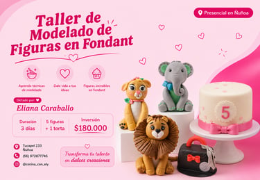 Taller figuras en fondant, 100% practico, en ñuñoa