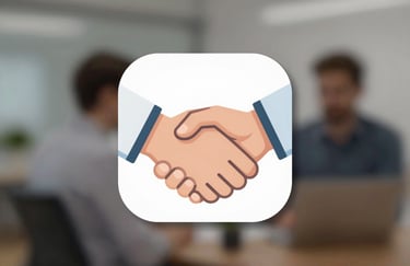 An icon representing a handshake or a person, symbolizing a friendly, human-centric tech approach.