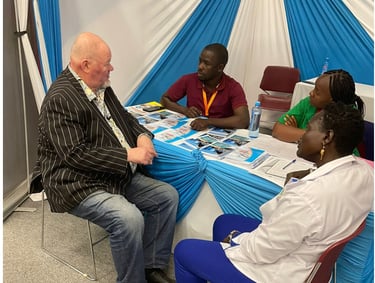 Professional networking with representatives discussing on education services