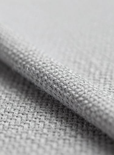 A macro shot of premium textile fibers showing intricate weave patterns in neutral light gray tones.