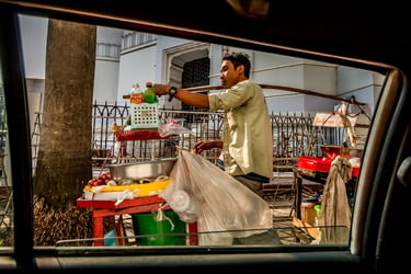 A street vendor of local snacks in Myanmar's capital, Yangon