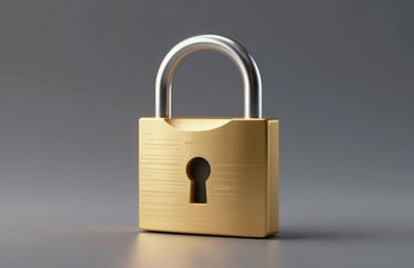 A minimalist graphic of a golden padlock (#C9940A) securing a digital document file icon, emphasizing data security and professional confidentiality. Elegant lighting and premium feel.