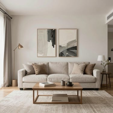 Modern custom-made wooden furniture in a stylish living room setting.