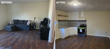 Before and after home renovation project in Gwinnett County by Valhalla Concrete & Home Services LLC