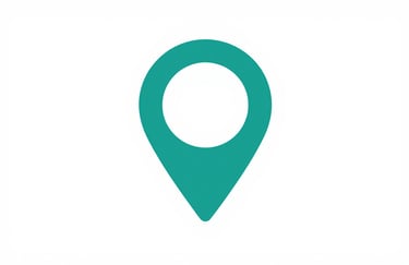 A minimalistic icon of a building or location pin in #2E5C6E teal, centered on a clean white background.