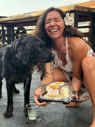 Crystal with dog Pablo