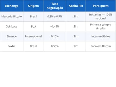 Quais criptomoedas comprar na primeira vez — comparativo para iniciantes