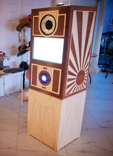 installation de borne photo dans une salle pour mariage