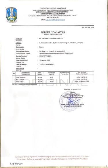 Lab report for raw rice husk sample